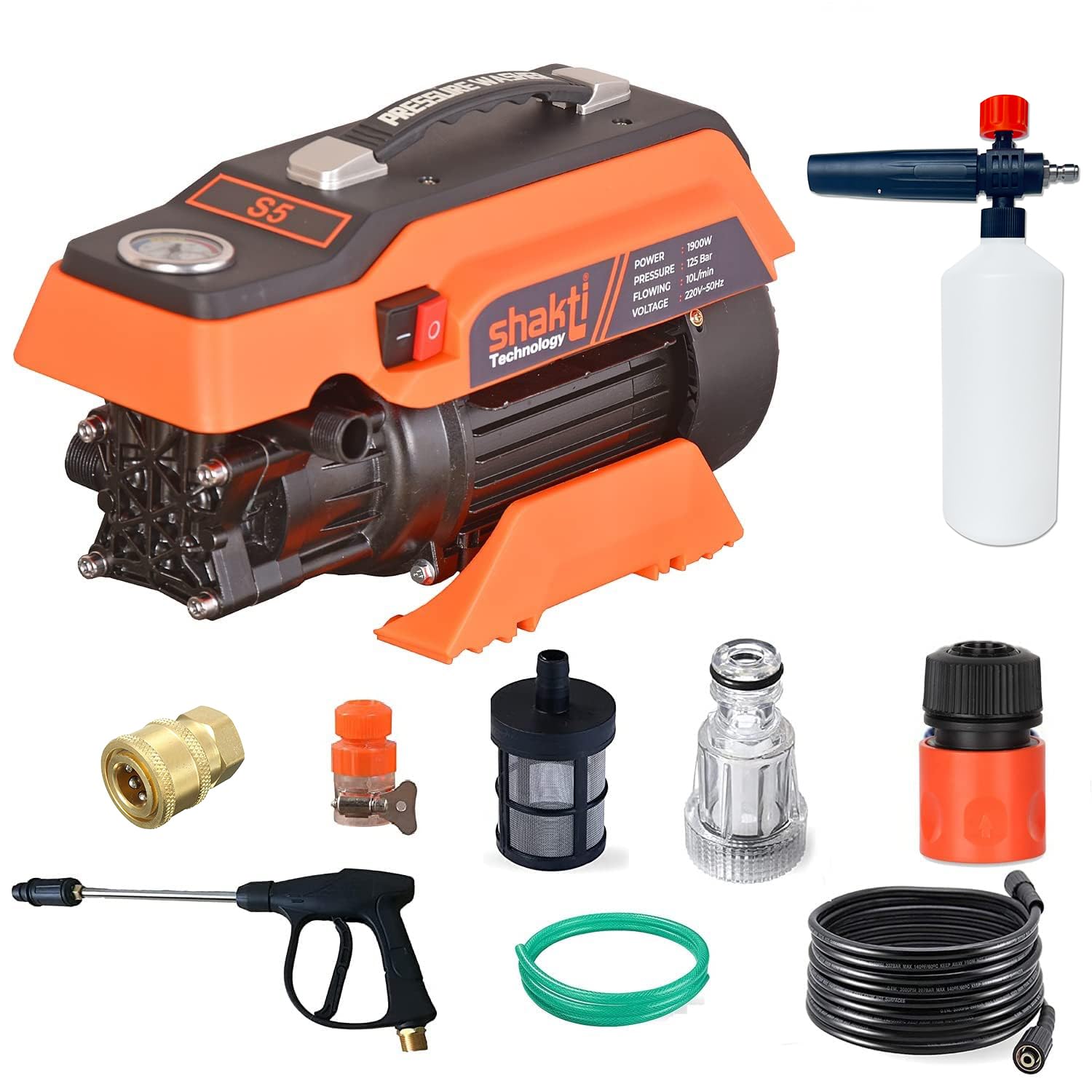 Shakti Technology S3 High Pressure Car Washer Machine 1800 Watts and Pressure 120 Bar for Cleaning Car, Bike & Home (S3)
