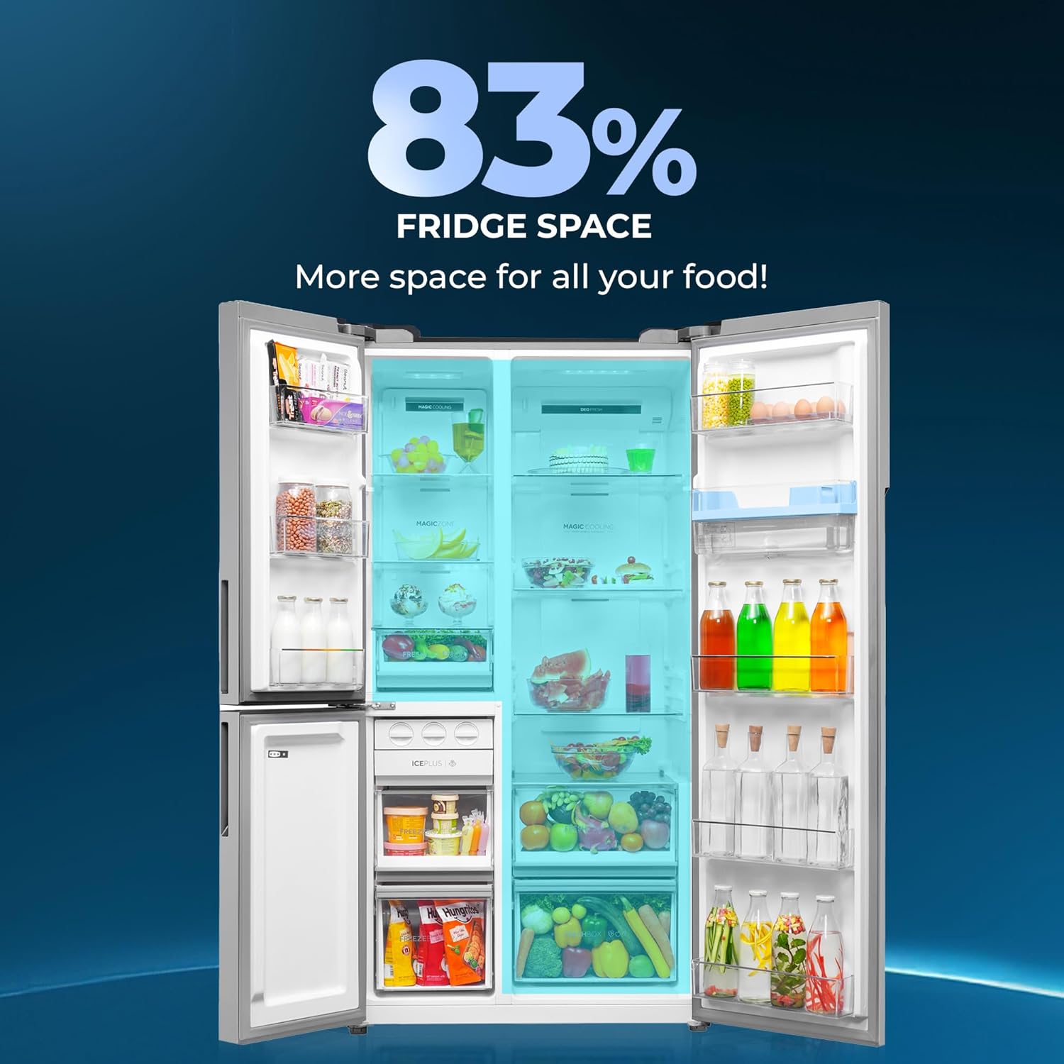 Haier 592L 3Star 3-Door Water Dispenser Side by Side Frost Free Refrigerator|Convertible|Smart Sense AI|Inverter|Digital Display Panel|Deo Fresh Technology (2025 Model, HRT-683WISU1, Inox Steel)