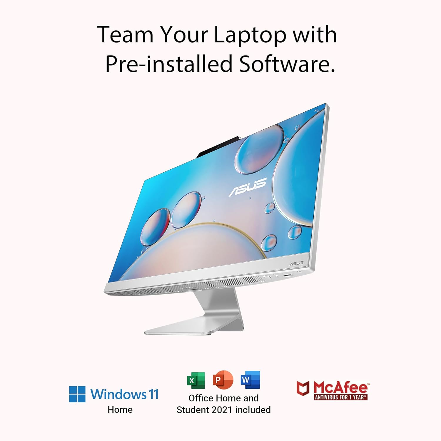 ASUS A3402, 23.8" FHD, 13th Gen, Intel Core i5-1335U, All-in-One PC (16GB RAM/1TB SSD/Windows 11/Office 2021/White/5.4 Kg),with Wireless White Keyboard & Mouse, 3 Years Warranty, A3402WVA-WPC005WS