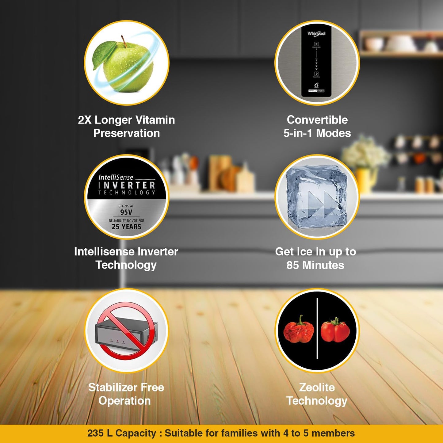 Whirlpool 327 L 3 Star Convertible Frost Free inverter Double Door Refrigerator (IF INV 375 ILLUSIA STEEL(3S) CONV-TL)