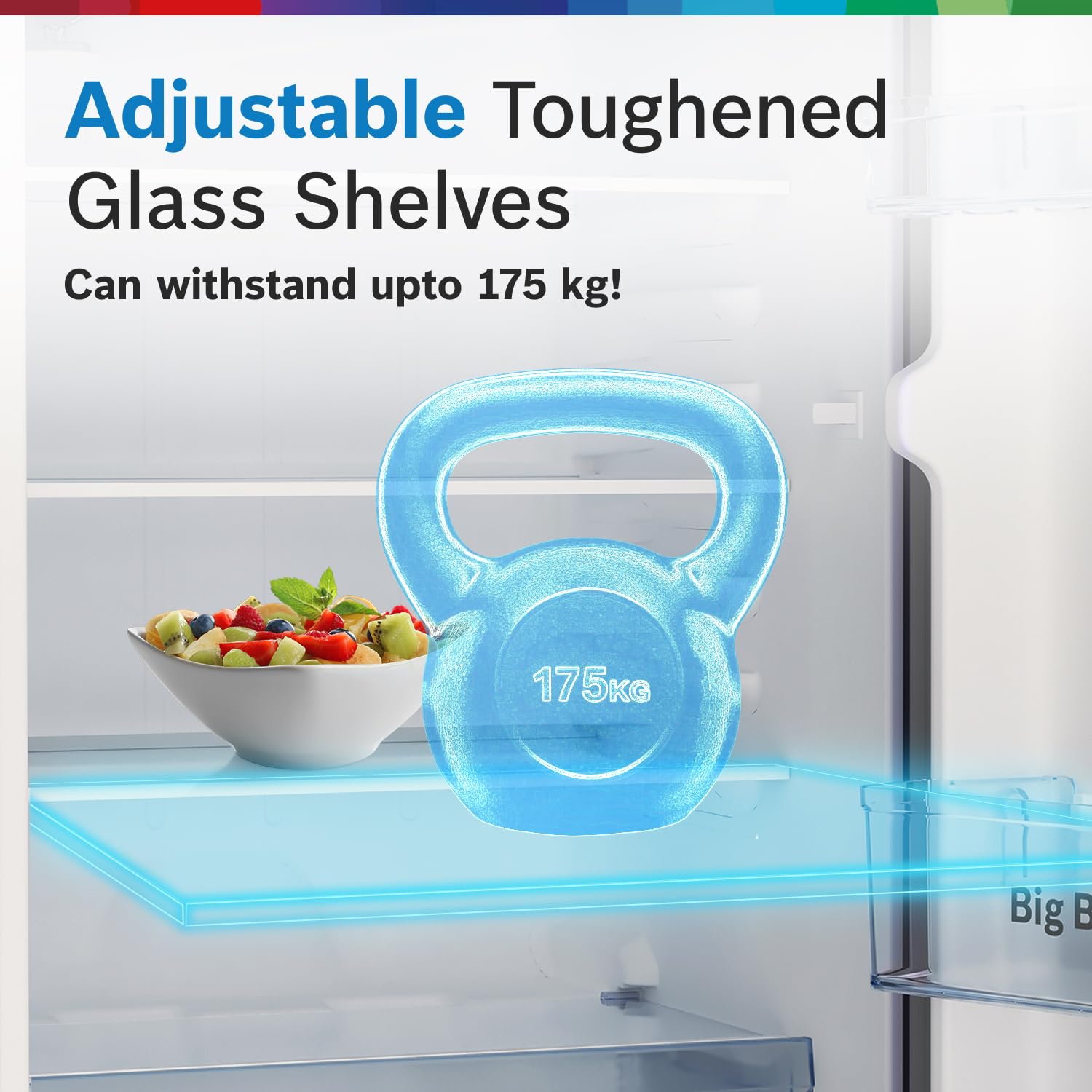Bosch 187 L, 3 Star, Single Door Refrigerator with Industry's largest vegetable box* & largest Beverage space (CST18S23NI, Fine Steel) | 18 Hour Cooling Retention during powercut, 2.5x Faster Cooling
