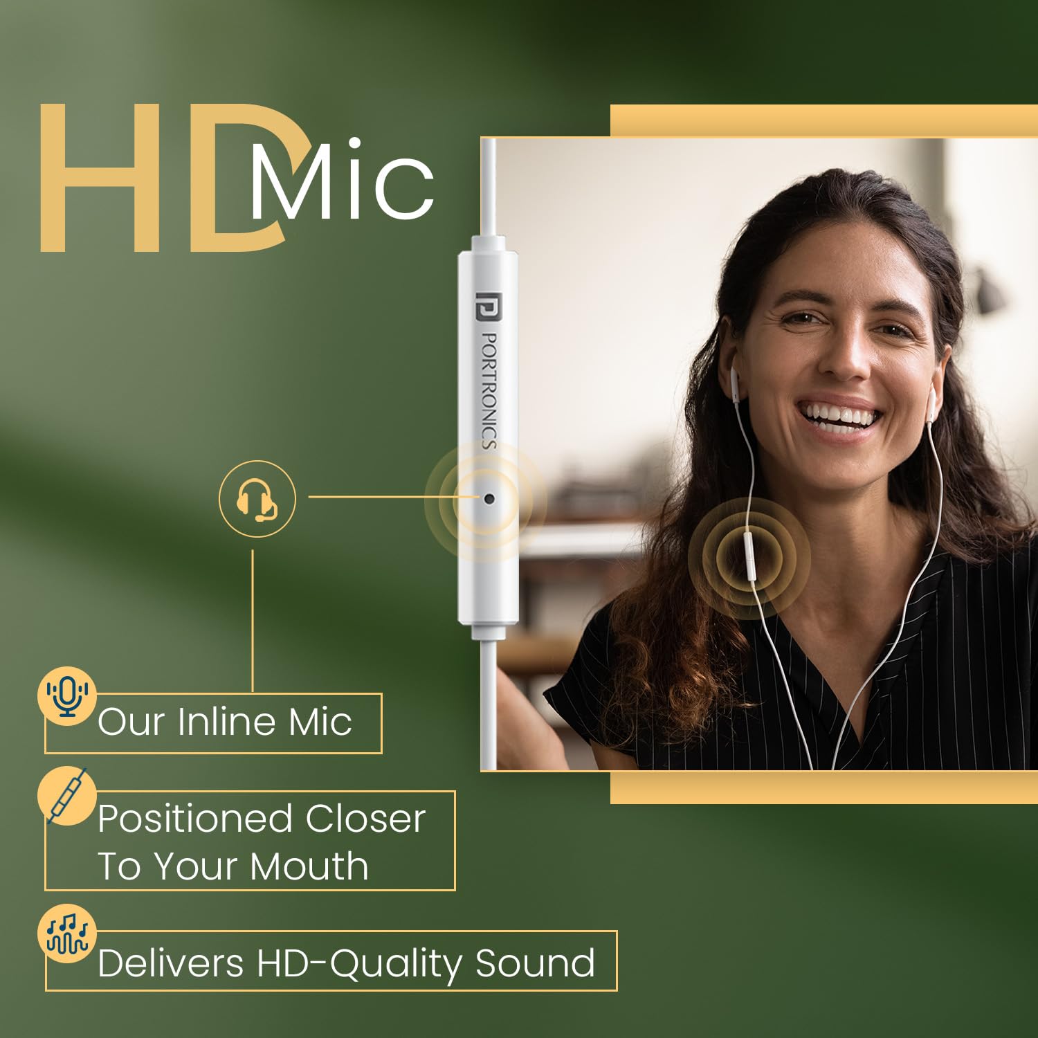 Portronics Conch Kappa C in Ear Type C Wired Earphones with In Line HD Mic, Powerful Audio, 14.2mm Dynamic Driver, Unique Earbuds Design,TPE Anti Tangle Wire,In line Controls,Wide Compatibility(White)