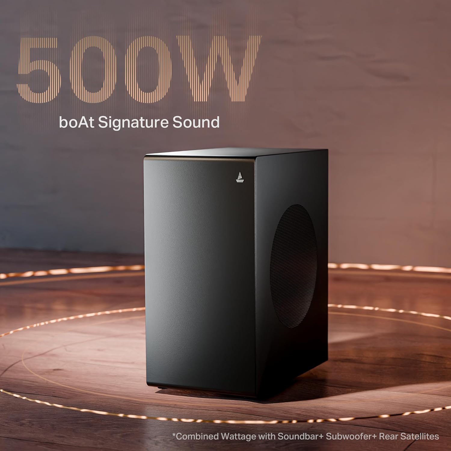 boAt Aavante Prime 5.1 5000DA (2025 Launch), Dolby Atmos, 500W, 5.1CH w/Wired Subwoofer & Wired Satellites, Multi Compatibility, Bluetooth Sound bar, Home Theatre Soundbar Speaker(Premium Black)