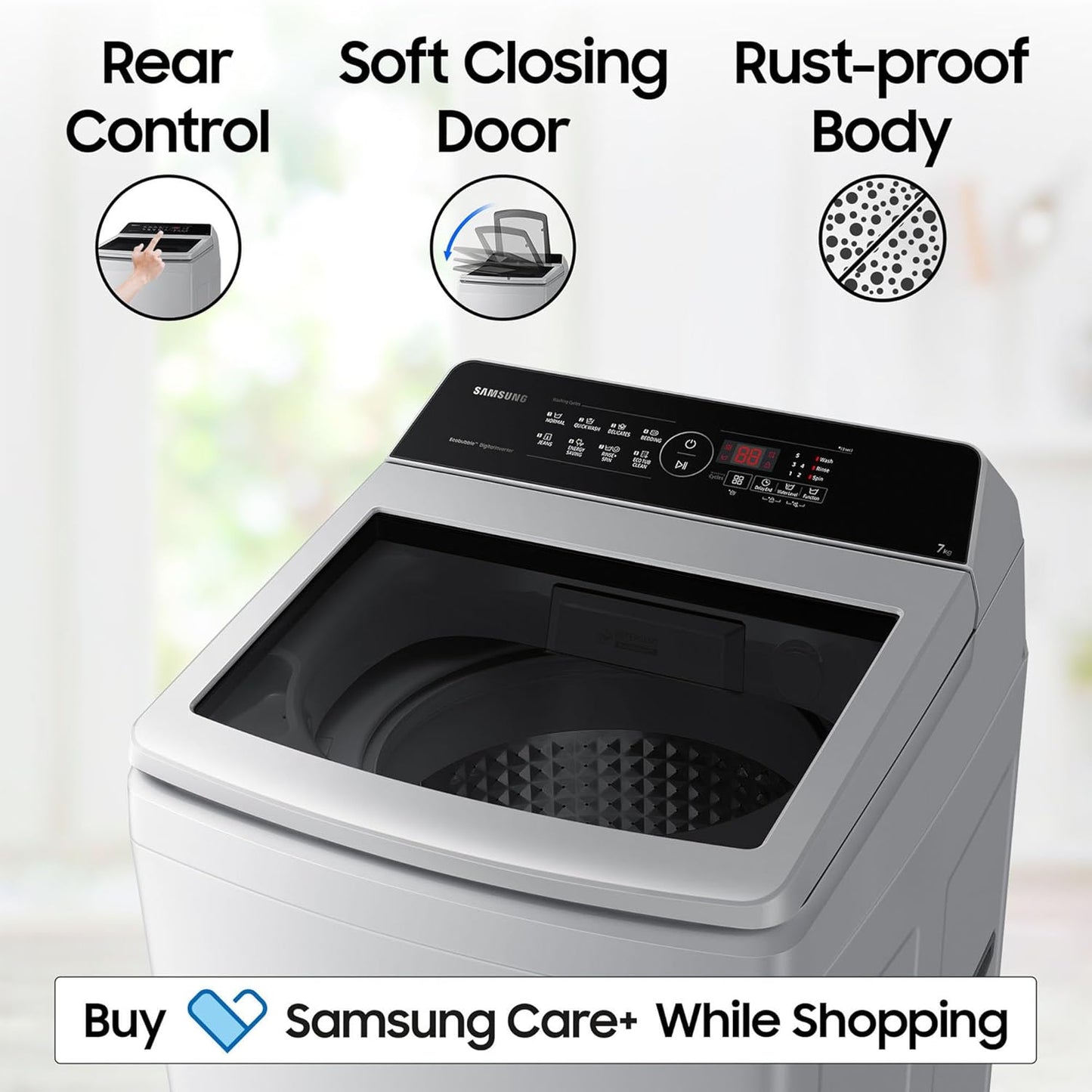 Samsung 7 kg, Eco Bubble Technology, Digital Inverter Motor, Soft Closing Door, Fully-Automatic Top Load Washing Machine (WA70BG4441YYTL, Lavender Gray)