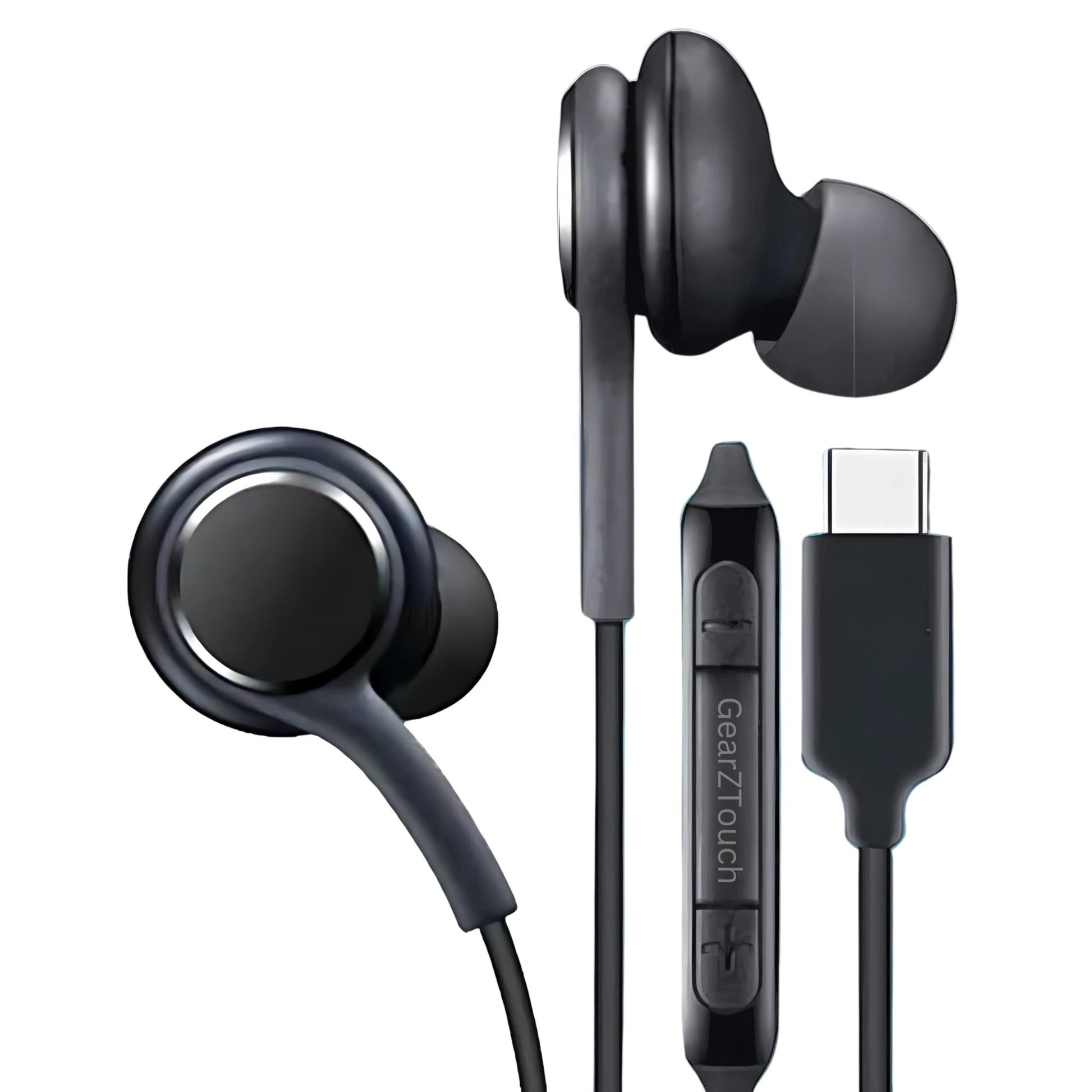 GEARZTOUCH Oasis inEar TypeC Earphone, in-Line Volume Controller & Powerful HD Mic, Clear Sound, Noise Isolation Compatible with Oneplus, Samsung, Oppo,Vivo,Redmi Having only TypeC Port- Grey