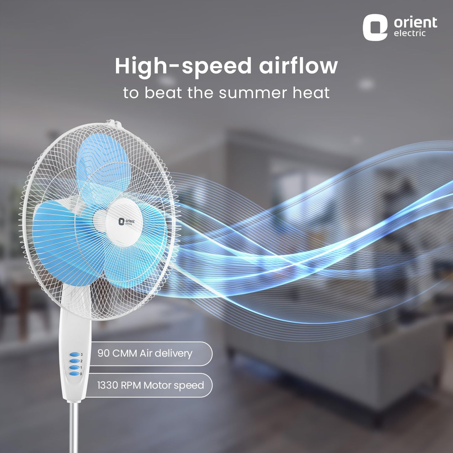 Orient Electric Stand-82 400 MM Oscillating Pedestal Fans | Stand Fan with Tilt Mechanism | High Air Delivery | Aesthetic Design with Telescopic Arrangement | 2 Year Warranty by Orient, Sky Blue