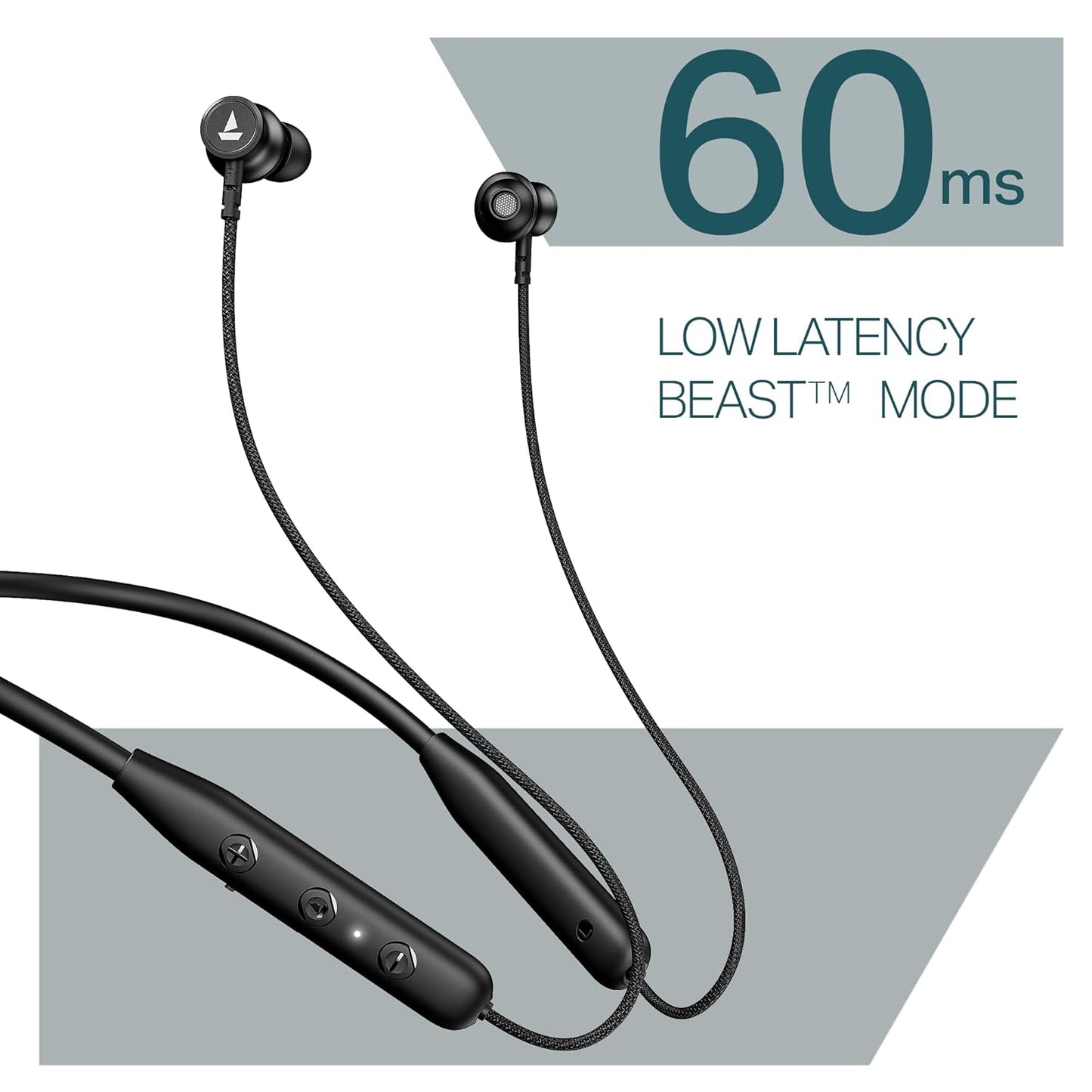 boAt Rockerz 113 (2025 Launch), 40 Hrs Playback, Dual Pair, Fast Charge, Enx Tech, Low Latency, Magnetic Buds, Bluetooth Neckband, Wireless with Mic in Ear Earphones(Active Black)