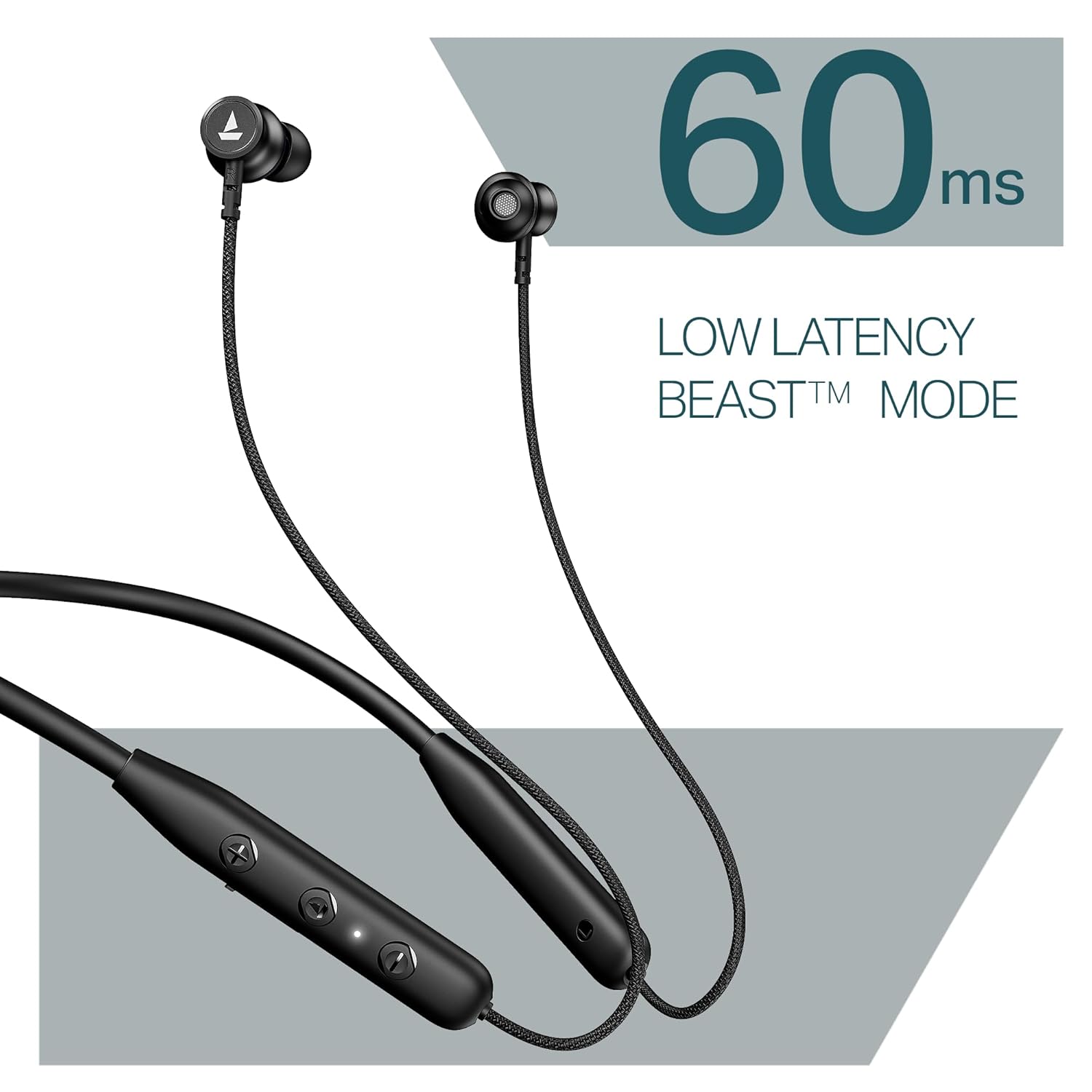 boAt Rockerz 113 (2025 Launch), 40 Hrs Playback, Dual Pair, Fast Charge, Enx Tech, Low Latency, Magnetic Buds, Bluetooth Neckband, Wireless with Mic in Ear Earphones(Active Black)