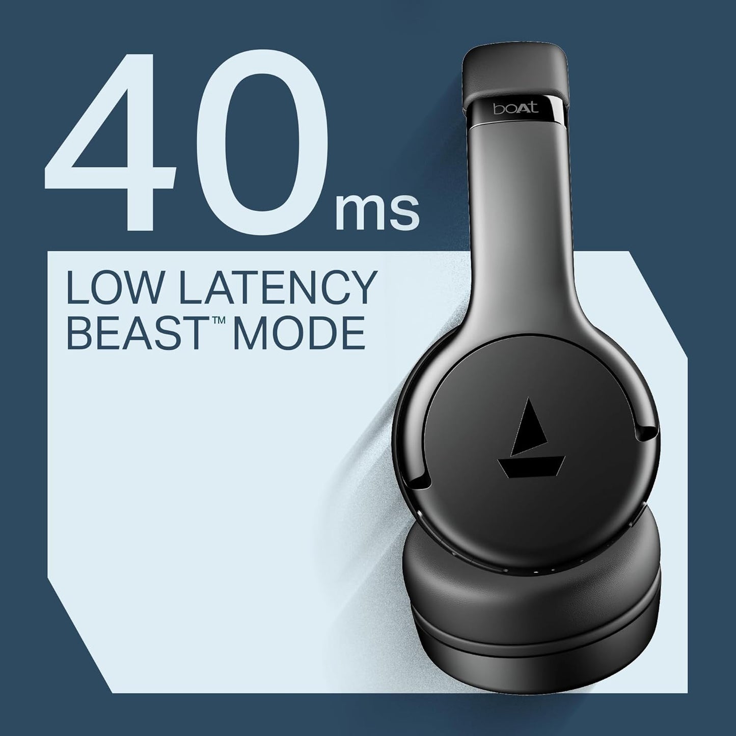 boAt Rockerz 411 (2025 Launch), 40Ms Low Latency, 40Hrs Battery, 40Mm Drivers, Enx Tech, Integrated Controls, V5.4 Bluetooth Headphones, Wireless Over Ear Headphone with Mic (Active Black)