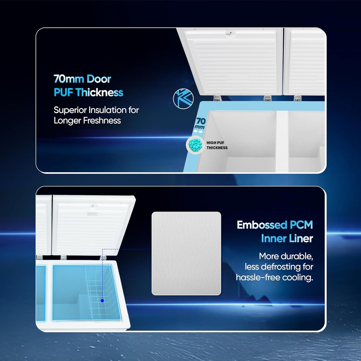 Haier HFC-320DM5, 5 Star Rating Double Door Convertible Deep Freezer, 5 Side Uniform Freezing, Heavy Duty Compressor, inside metal liner with 3 Layer Door Design (White)