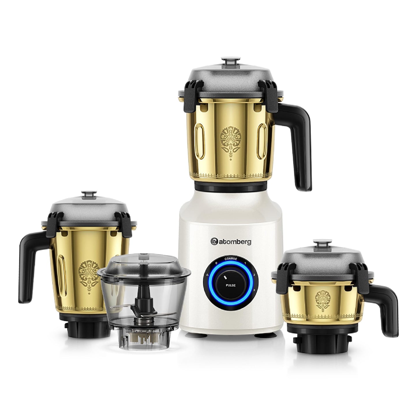 Atomberg Zenova Mixer Grinder | Unique Coarse Mode for Silbatta-like Texture | Intelligent BLDC Motor | Safety Features | 4 Jars including Chopper | Hands-Free Operation (Red Wine)