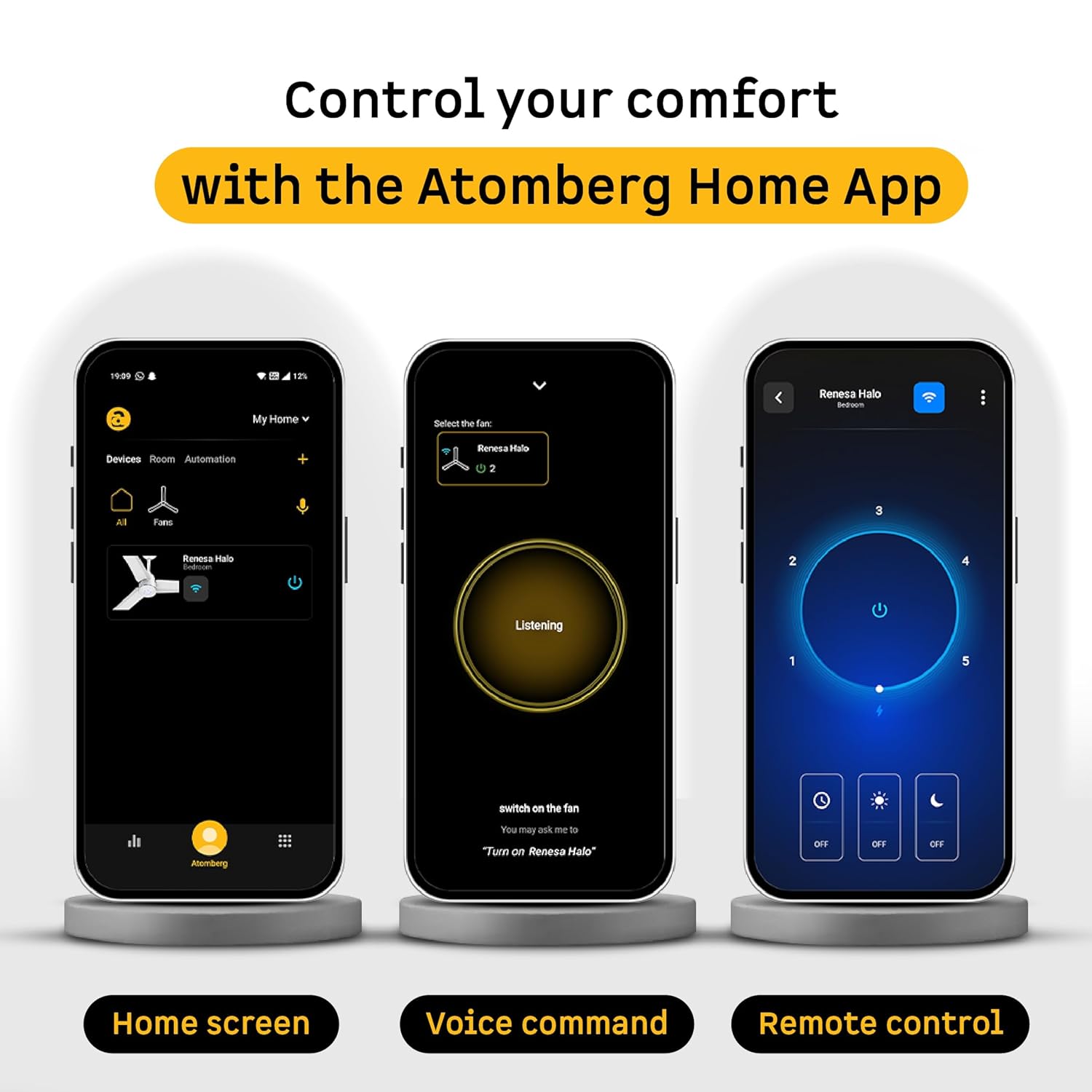 atomberg Renesa Halo Smart Alexa Enabled 1200mm BLDC Ceiling Fan with Remote | 5 star | High Air Delivery | Low noise | LED Speed Indicator | Sleek Design | | 3 Year Warranty| Misty Teal