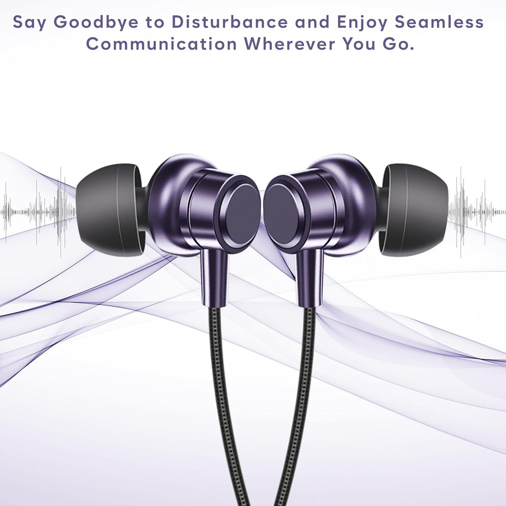 SIGNATIZE Neckband Bluetooth Headphones with 55 Hours Playtime with 10mm Drivers, Rich Music Experience, BT 5.3v, Type C Fast Charging, Neckband Earphones & IPX4 Water Resistant (Purple)