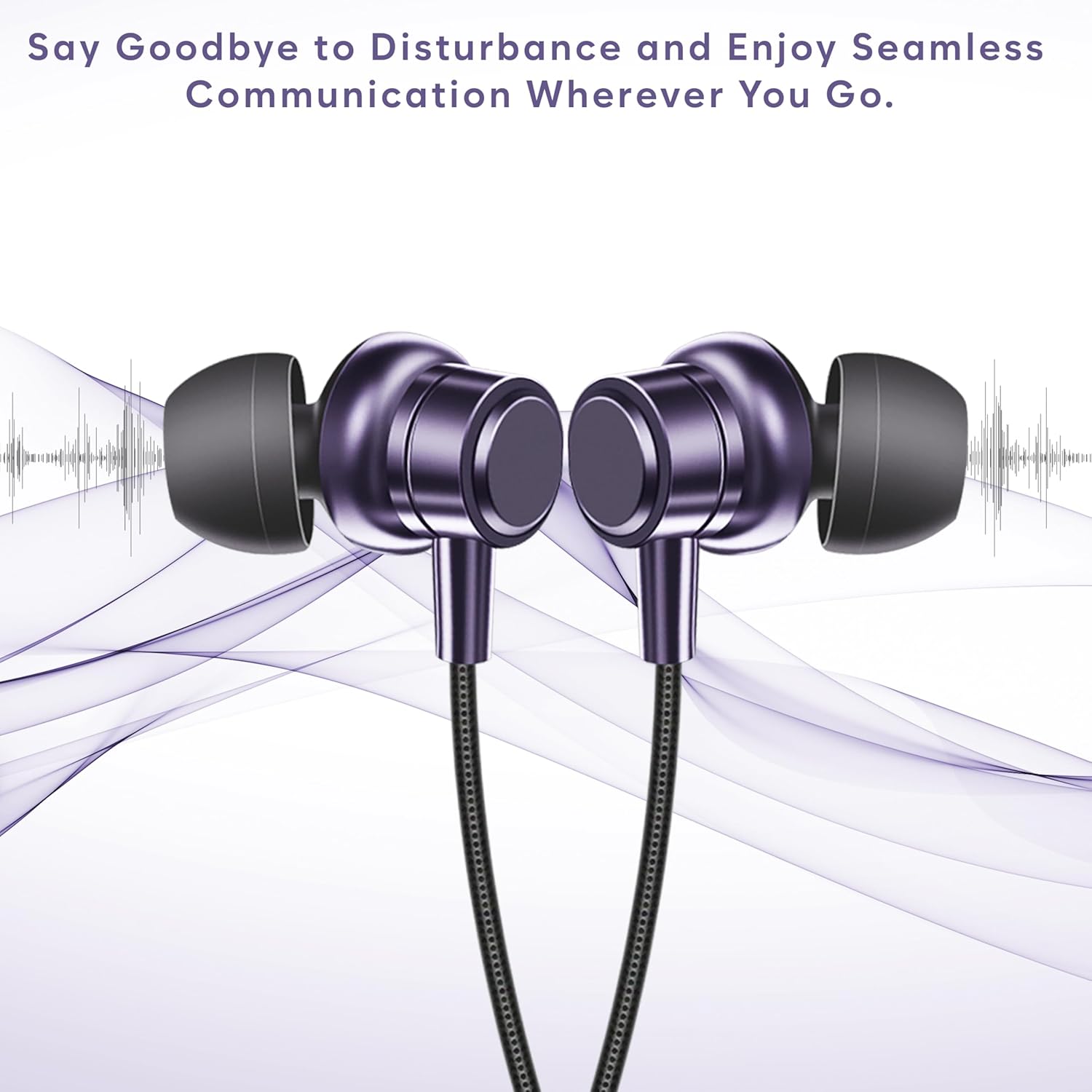 SIGNATIZE Neckband Bluetooth Headphones with 55 Hours Playtime with 10mm Drivers, Rich Music Experience, BT 5.3v, Type C Fast Charging, Neckband Earphones & IPX4 Water Resistant (Purple)