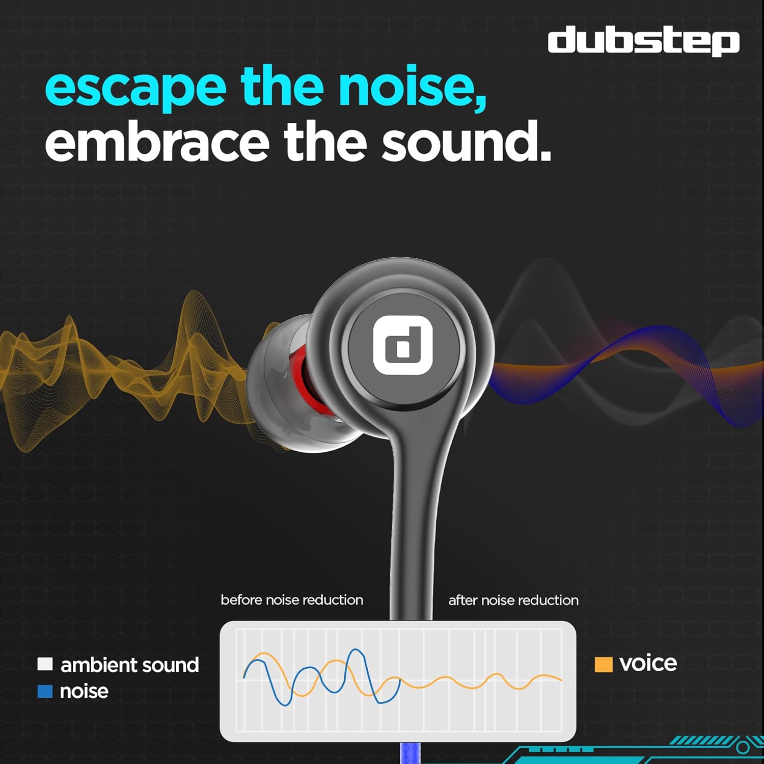 Dubstep Squad M9| X-Bass Technology| 10mm Dynamic Drivers| Mobile/Laptop Compatible|3.5 mm Audio Jack| in-Ear Wired Headphones with Mic- Black & Blue