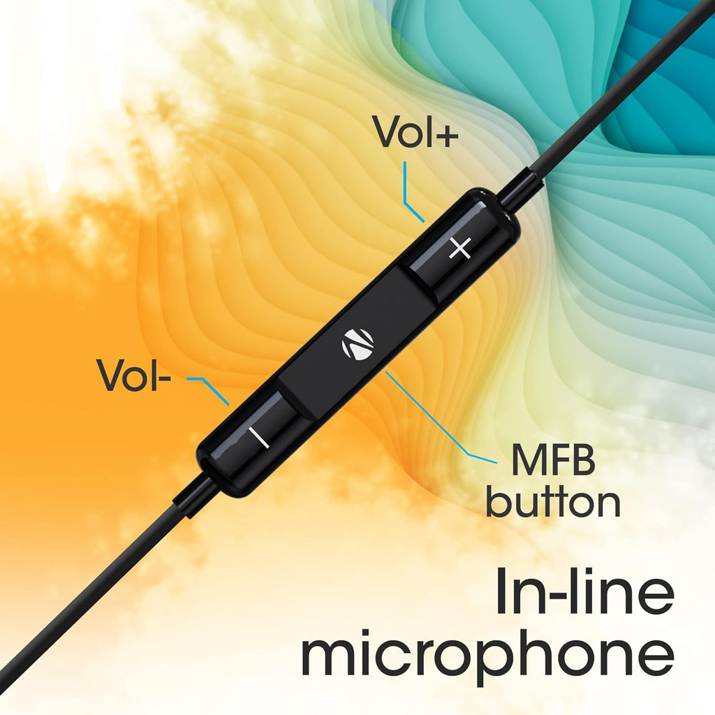 ZEBRONICS Zeb-Buds 30 3.5mm Stereo Earphone with Microphone for Calling, Volume Control, Multifunction Button, 14mm Drivers, Stylish eartip,1.2 Meter Durable Cable and Lightweight Design(Black)
