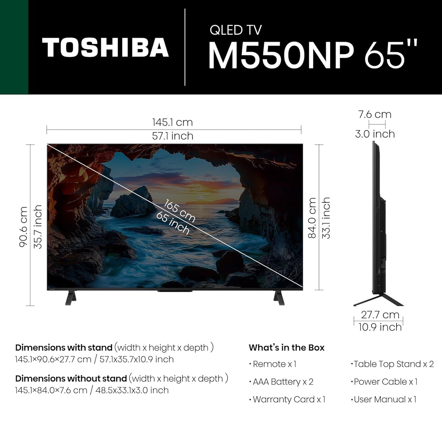 TOSHIBA 164 cm (65 inches) M550NP Series 4K Ultra HD Smart QLED Google TV 65M550NP