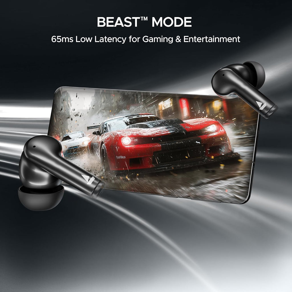 boAt Airdopes 141 Pro Buds, 13mm Drivers, Metallic Finish, 60HRS Battery, 4Mics ENx, Fast Charge, IPX5, v5.3 Bluetooth TWS in Ear Earbuds Wireless Earphones with mic (Obsidian Black)