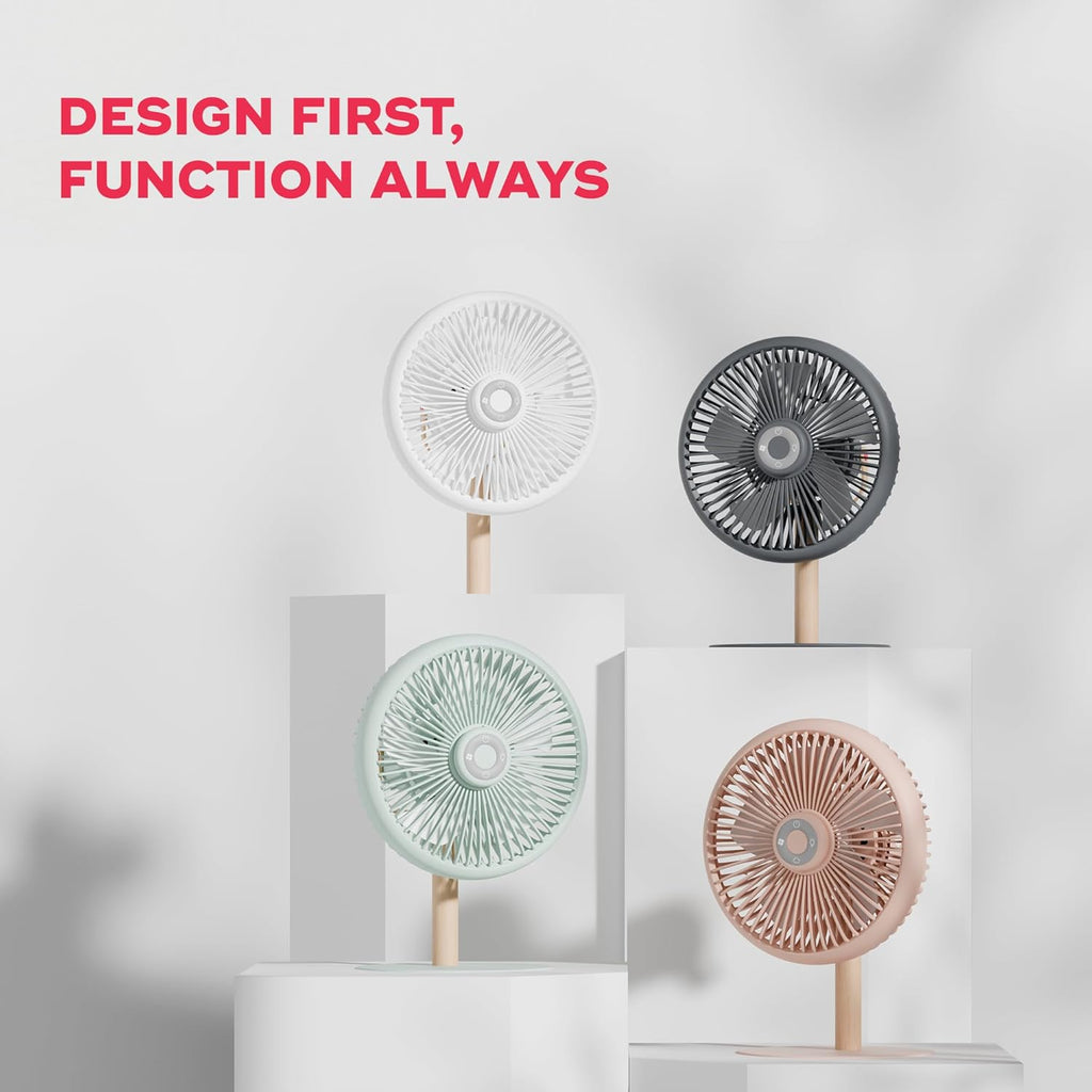 NUUK LIT v2 Cordless & Rechargeable 7 Inch Table Fan with Night Light & Remote Control | Auto Oscillation with 4 Wind Modes | BLDC Fan with Up To 17 Hour Run Time | Portable Table Fan for Home, Office