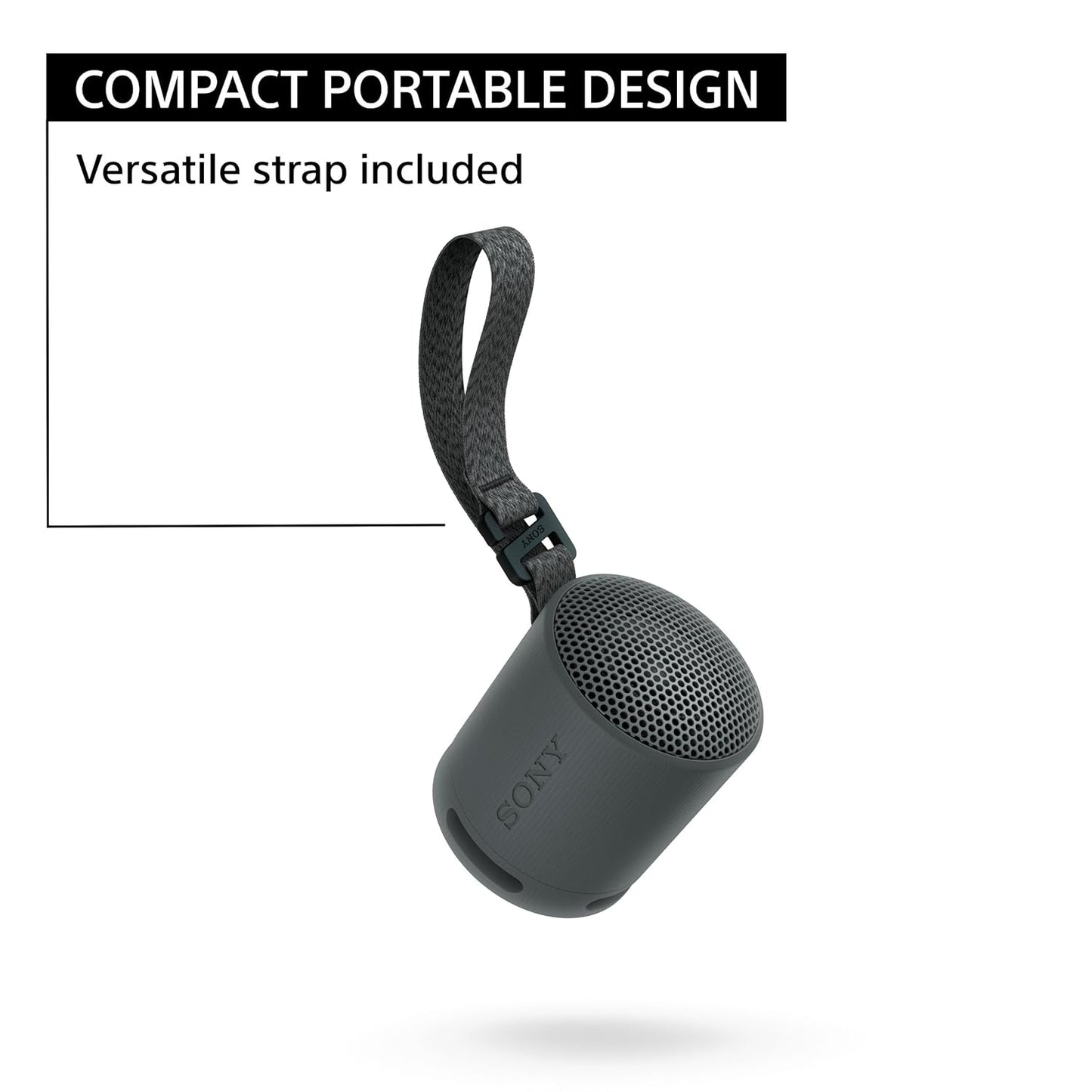 Sony SRS-XB100 Wireless Bluetooth Portable Lightweight Super-Compact Travel Speaker, Extra-Durable IP67 Waterproof & Dustproof, 16 Hrs Batt, Versatile Strap, Extra Bass & Hands-Free Calling-Black