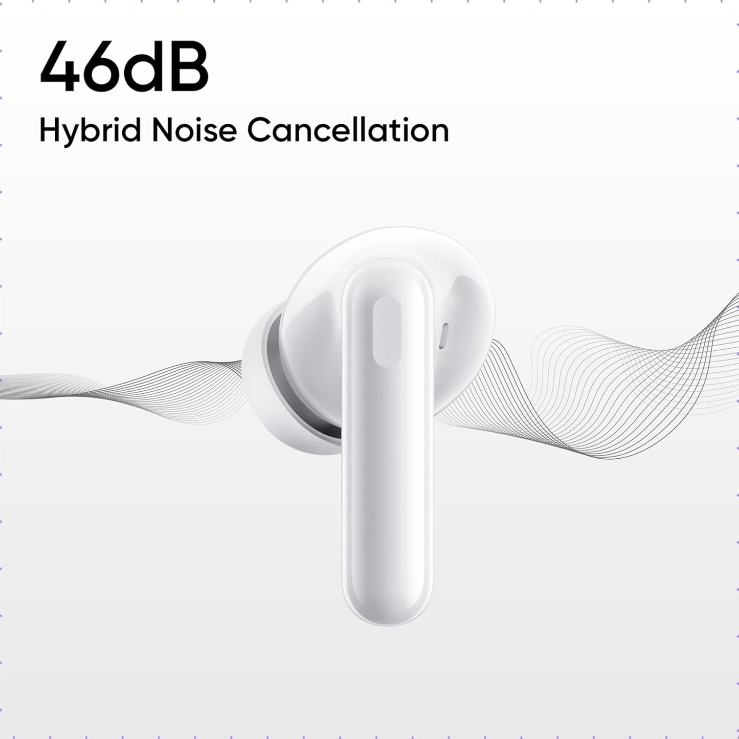 realme Buds T310 Truly Wireless in Ear Earbuds with 46dB Hybrid ANC, 360° Spatial Audio, 12.4mm Dynamic Bass Driver, Upto 40Hrs Battery and Fast Charging (Agile White)