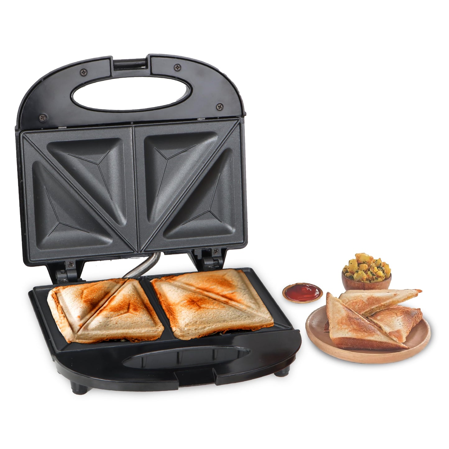 MILTON 850W Royal X 3 in 1 Electric Detachable Sandwich Maker, Bread Toaster, Panini Press Grill, Waffle Set with Removable Non-Stick Plates, Power Indicators | 1 Year Warranty, Black