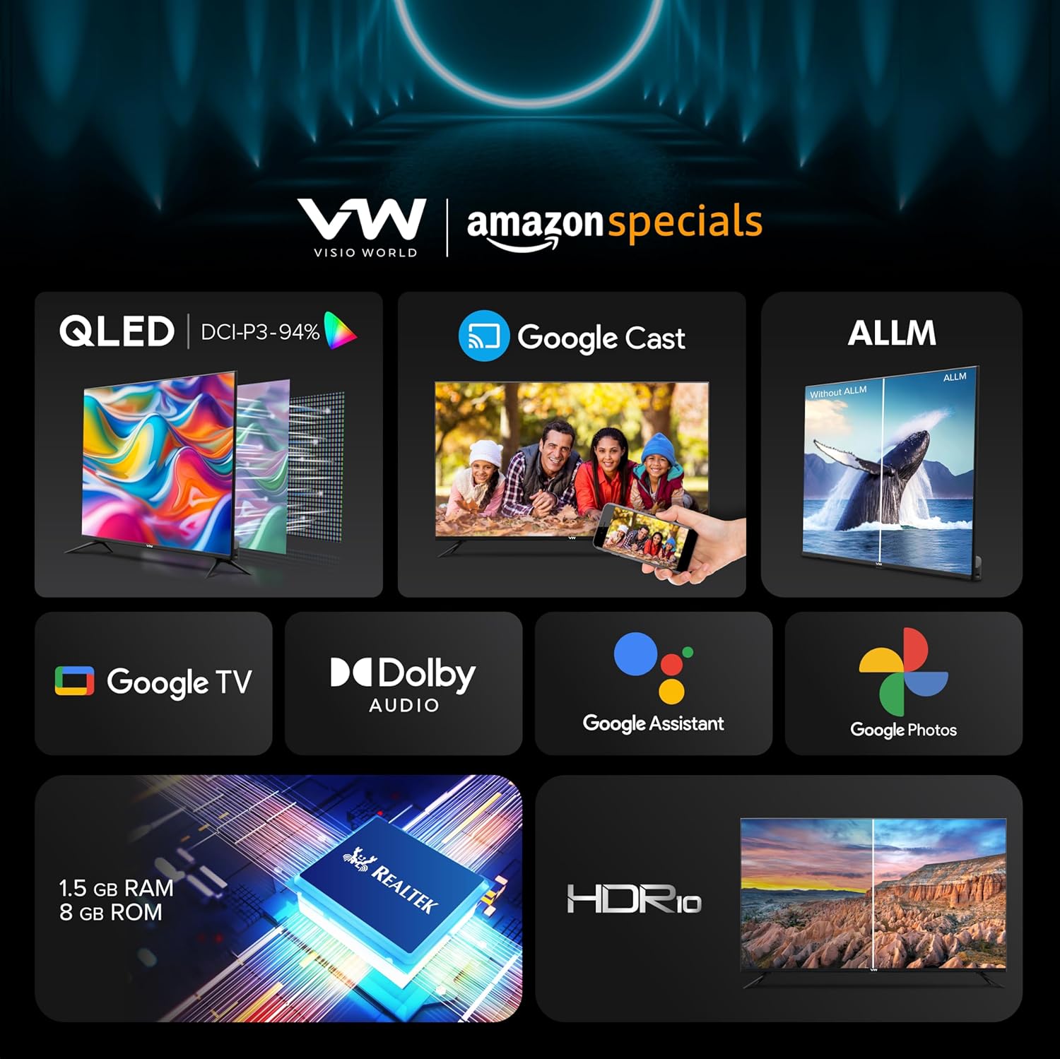 VW 80 cm (32 inches) Pro Series HD Ready Smart QLED Google TV VW32GQ1