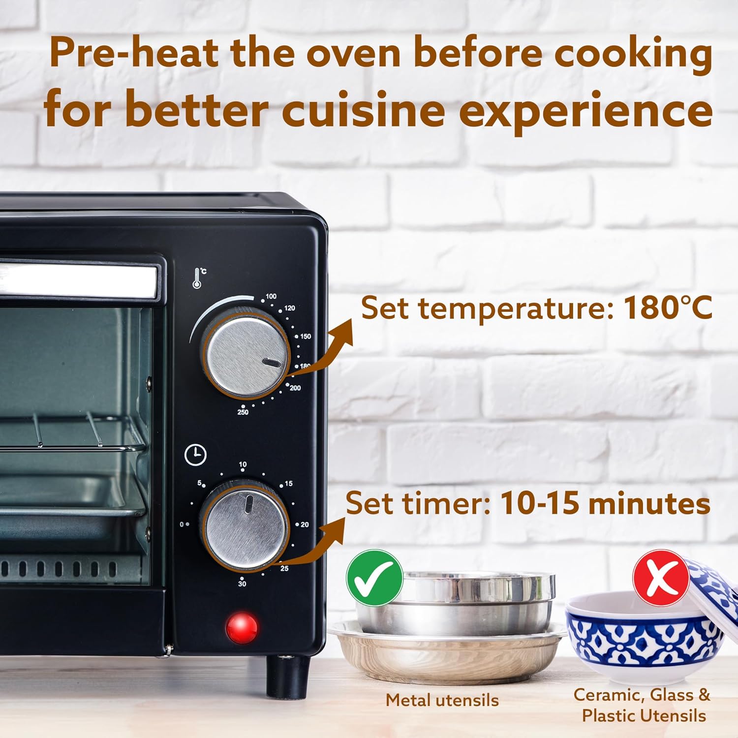 AGARO Marvel 9 Litre OTG, With Auto Shut-off, Timer Control, Heat Resistant Tempered Glass, Oven Toaster Griller for Cake Baking, Grilling, Toasting, OTG 800W (Black)