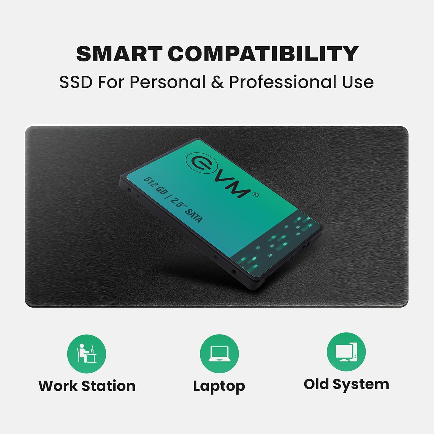 EVM 512GB 2.5-Inch SATA Internal SSD - 550MB/s Read & 500MB/s Write - 5-Year Warranty (EVM25/512GB)