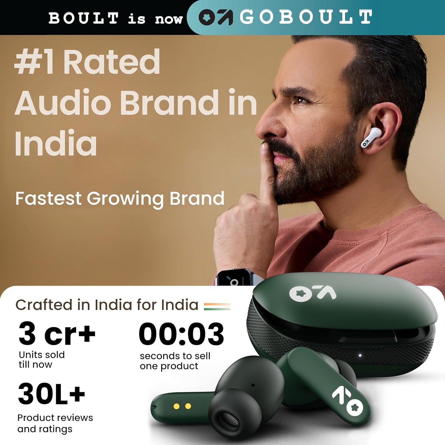 Boult GOBOULT Z20 Truly Wireless Bluetooth Ear Buds with 51H Playtime,Zen Calling ENC Mic,Made in India,Low Latency Gaming,Touch Controls,Rich Bass Drivers,TWS Earbuds Bluetooth Wireless(Jet Black)