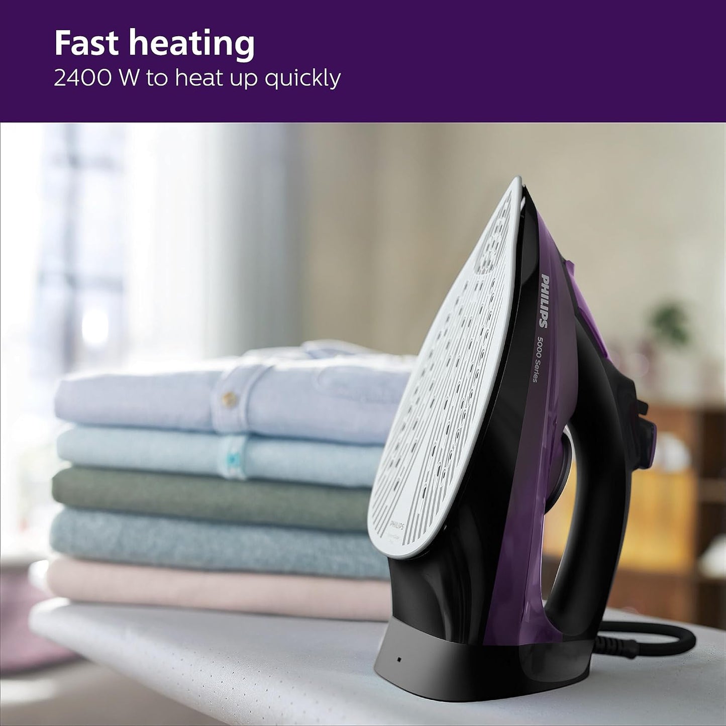 PHILIPS Plastic Domestic Appliances Steam Iron Dst5030/80 2400 Watts Quick Heat Up with Up to 45 G/Min Steam 180 G Steam Boost Steamglide Plus Soleplate Vertical Steam