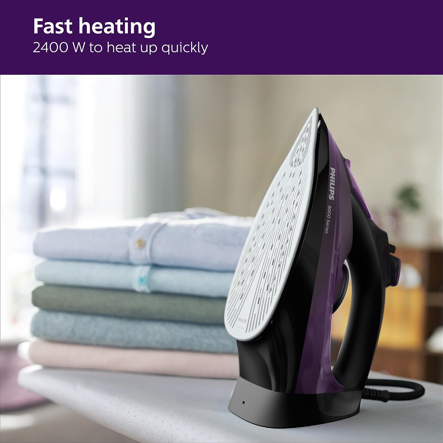 PHILIPS Plastic Domestic Appliances Steam Iron Dst5030/80 2400 Watts Quick Heat Up with Up to 45 G/Min Steam 180 G Steam Boost Steamglide Plus Soleplate Vertical Steam