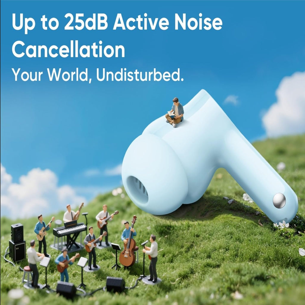 realme Buds T200x True Wireless Earbuds with 12.4mm Dynamic Bass Drivers, 25 dB ANC, Quad Mic, 45ms Latency, Upto 48 Hrs Playback, Fast Charge, IP55 Rated, BT 5.4 (Pure Black)