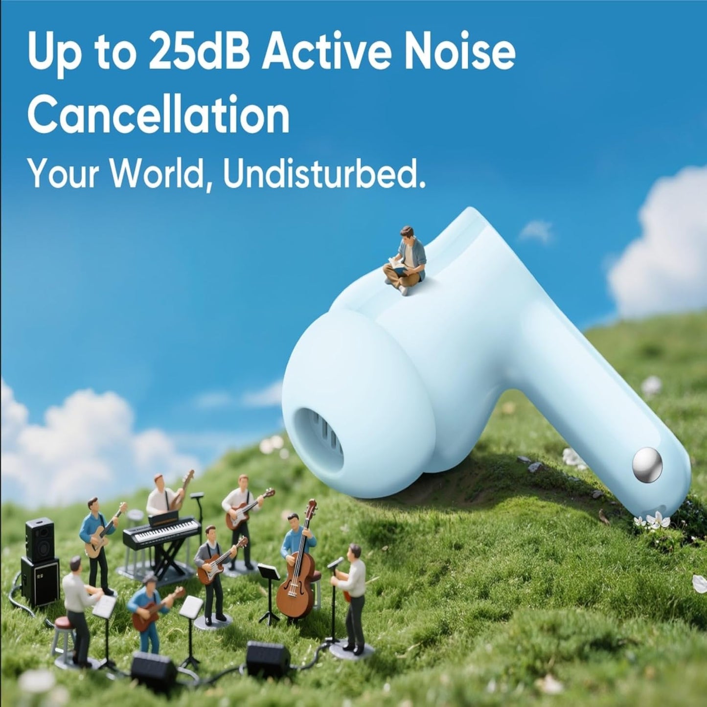 realme Buds T200x True Wireless Earbuds with 12.4mm Dynamic Bass Drivers, 25 dB ANC, Quad Mic, 45ms Latency, Upto 48 Hrs Playback, Fast Charge, IP55 Rated, BT 5.4 (Pure Black)