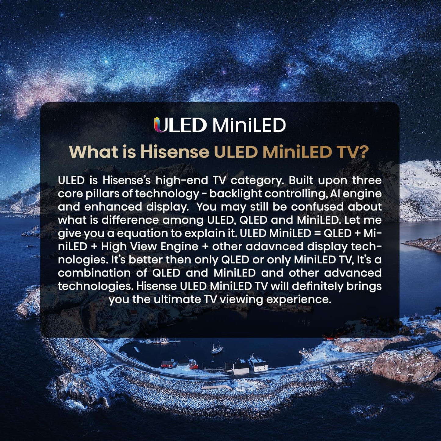 Hisense 139 cm (55 inches) U7N Series 4K Ultra HD Smart QLED Mini LED TV 55U7N (Black)
