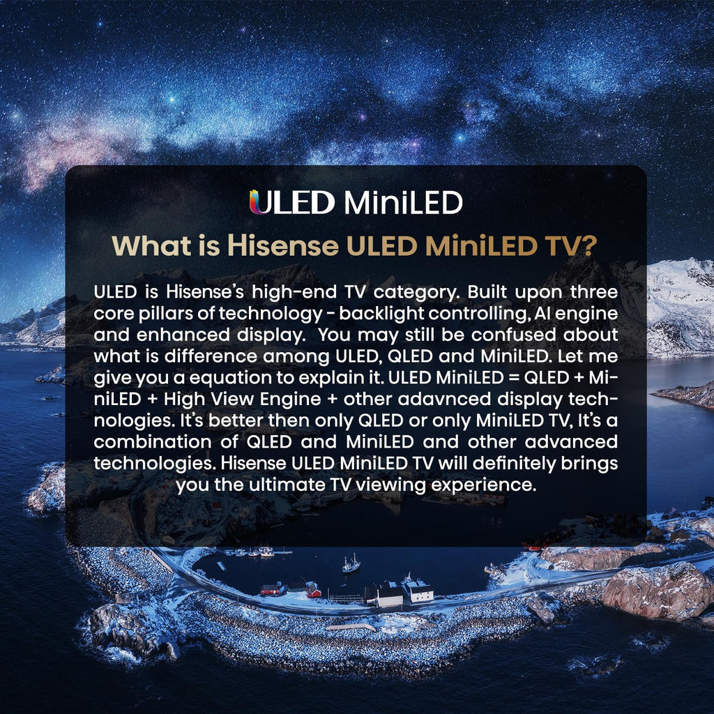 Hisense 139 cm (55 inches) U6N PRO Series 4K Ultra HD Smart QLED Mini LED TV 55U6N PRO (Black)