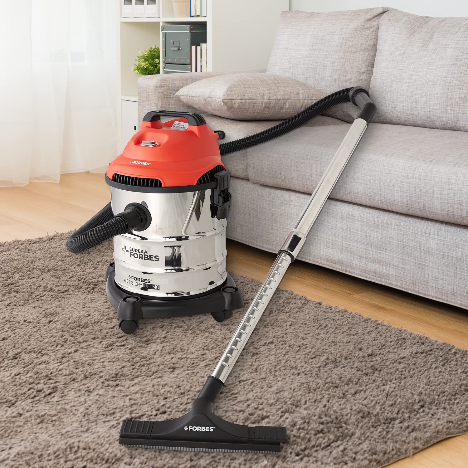 Eureka Forbes Ultimo Wet & Dry 1400 Watts, 20 KPa High Power Suction Vacuum Cleaner | Blower Function | 20 litres Tank Capacity | Stainless Steel Body | 7 Accessories | Lightweight | 1 Year Warranty