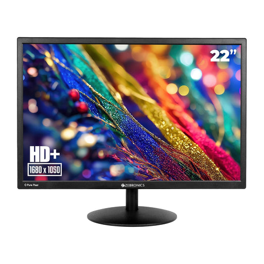 Zebronics EA122 LED Monitor with HD+ 1680x1050, 2000000:1 Contrast Ratio (Dynamic), 250cd/m² Brightness (max), Wall Mountable, Dual Input HDMI & VGA, 16:10 Aspect Ratio, 16.7M Colors