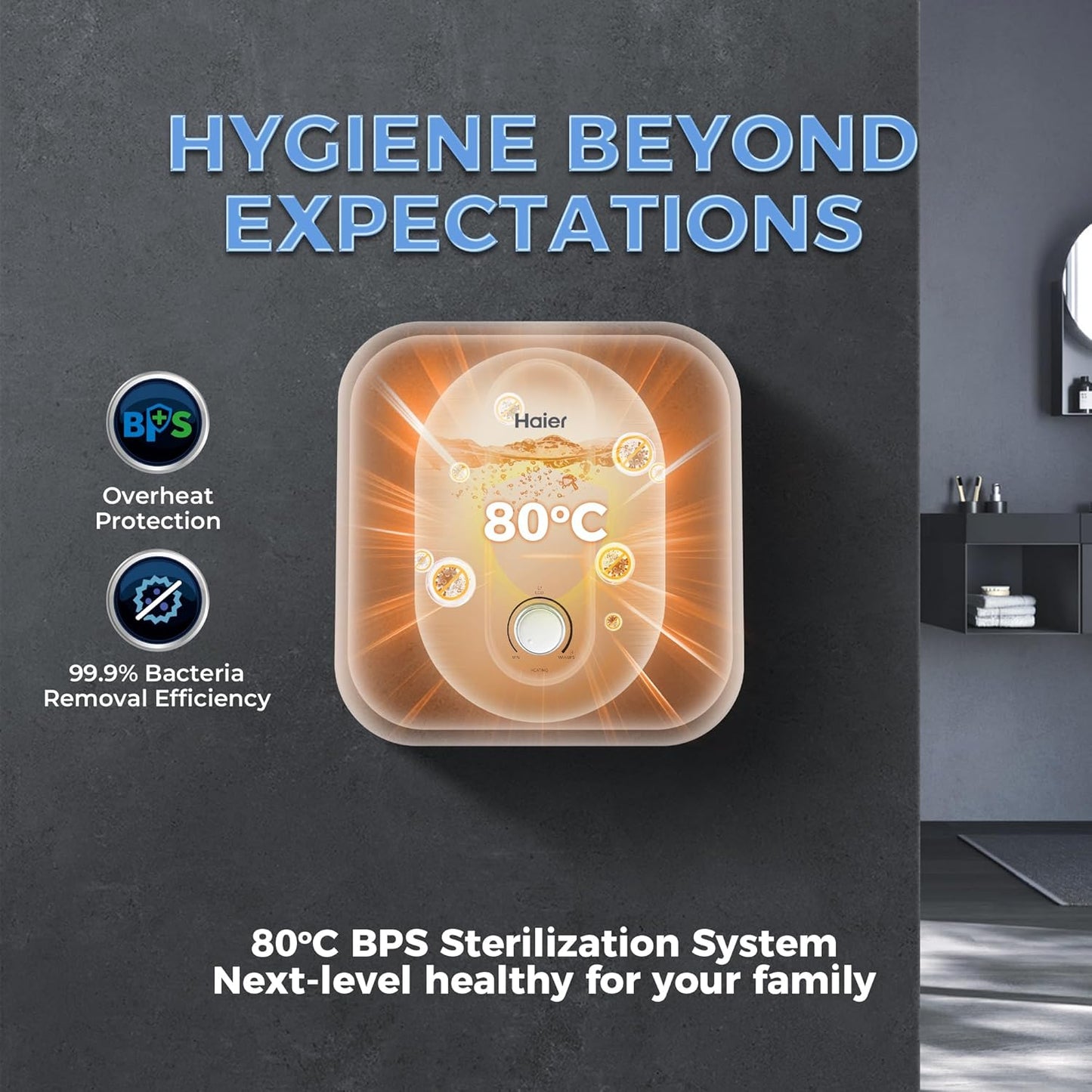 Haier (ES25V-EC-S1) Electric Storage 25 Litre Vertical Shock Proof, ABS Body, anti corrosion UMC tank,(White),BPS technology, Super Fast heating, Warranty-7 Years