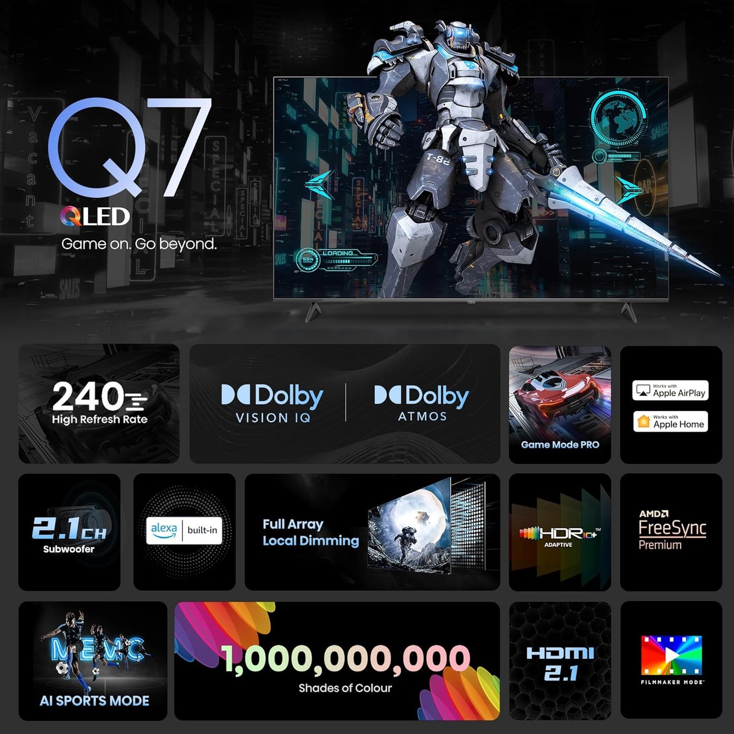 Hisense 215 cm (85 inches) Q7N Series 4K Ultra HD Smart QLED TV 85Q7N (Dark Grey)