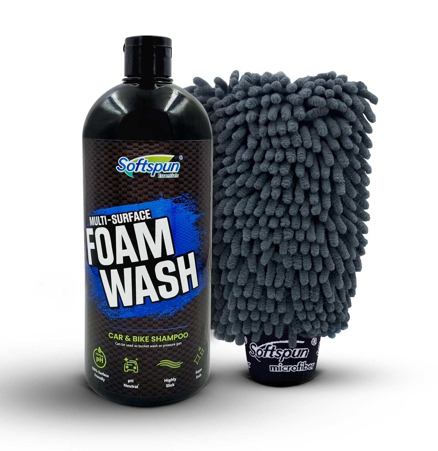 SOFTSPUN Microfiber Cloth - 4 pcs - 40x40 cms - 340 GSM Grey! Thick Lint & Streak-Free Multipurpose Cloths - Automotive Microfibre Towels for Car Bike Cleaning Polishing Washing & Detailing.