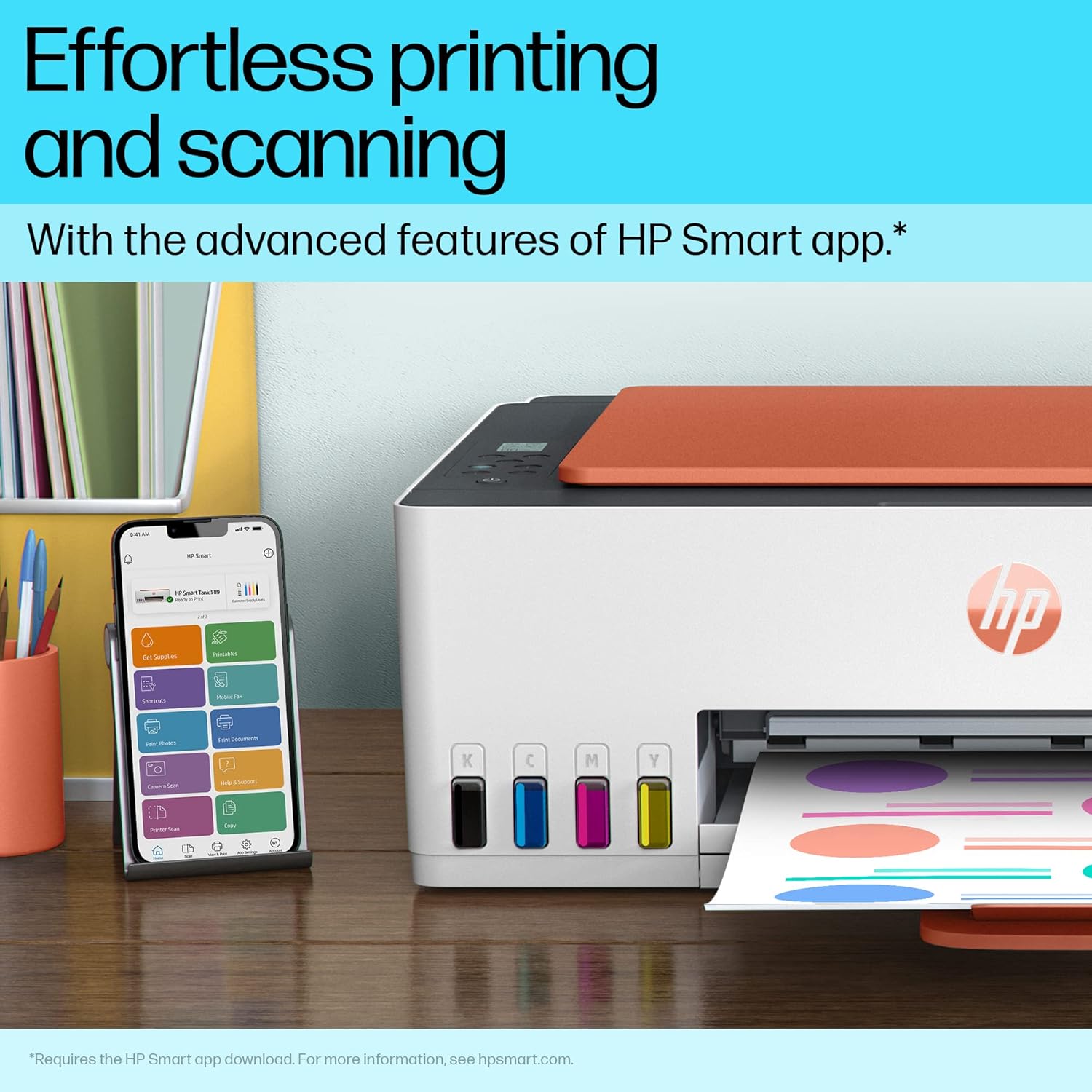 HP Smart Tank 589 All-in-One WiFi Colour Printer – 30 Ppm Speed, High Capacity Ink Tank, Wireless, Ideal for Home & Office Printing, Magenta