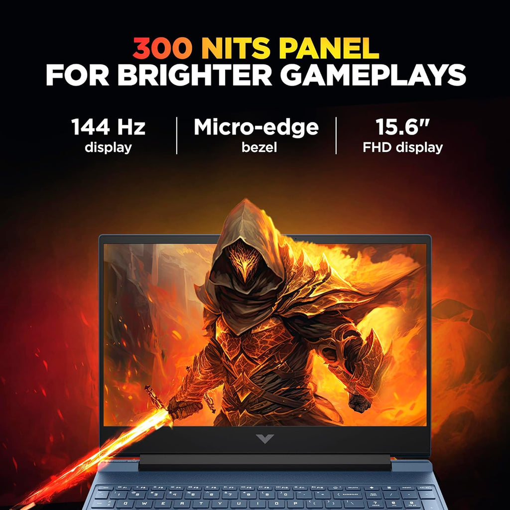 HP Smartchoice Victus, 13th Gen Intel Core i5-13420H Processor, 4GB RTX 3050, Upgrade(Upto 32GB) 16GB DDR4, 512GB SSD, FHD, 144Hz, IPS, 15.6’’/39.6cm, Win11, Office24, Blue, 2.29kg, fa2190TX Laptop