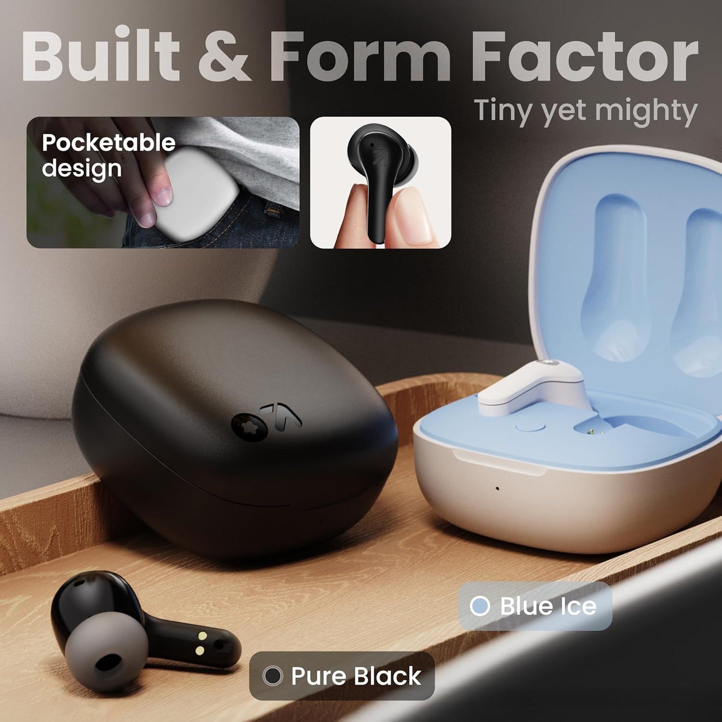 GOBOULT K10 Truly Wireless Bluetooth in Ear Earbuds with 50H Playtime, 4 Mic Clear Calling, 45ms Low Latency, 10mm Drivers, Touch Controls, Type-C Fast Charging, TWS Ear Buds Wireless (Ice Blue)