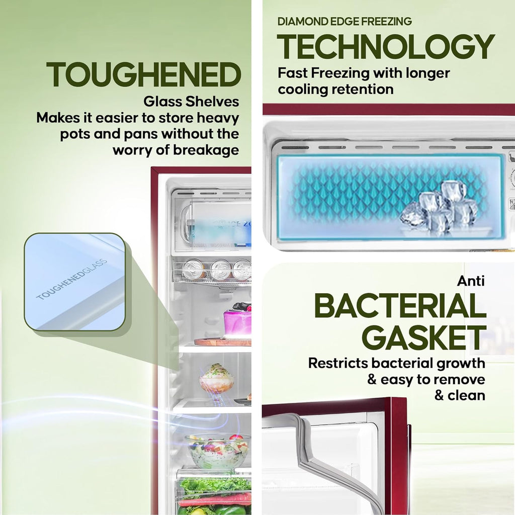 Haier 190L 2-Star Direct Cool Single Door Refrigerator (HED-202RV-P, Red Voila)