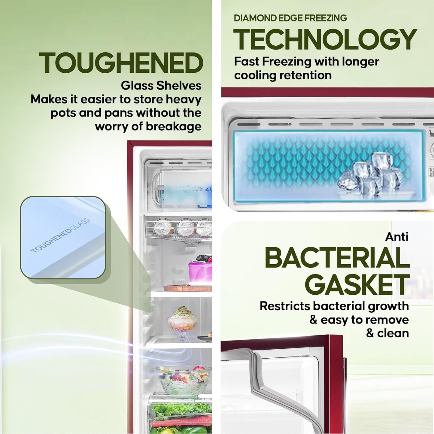 Haier 190L 2-Star Direct Cool Single Door Refrigerator (HED-202RV-P, Red Voila)