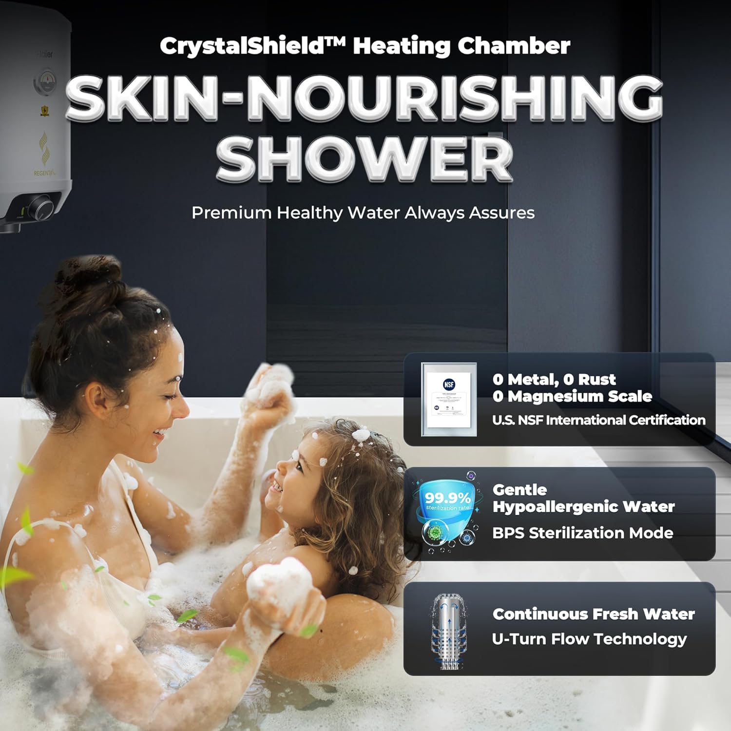 Haier Regenta Pro Water Geyser 15 ltr 5 Star 1-3 KW Adjustable Electric Geyser Free Installation & Connection Pipe| Warranty 10 Yr on Tank| Advanced PP Body| Shock Proof| Enamel Tank| 11-Level Safety