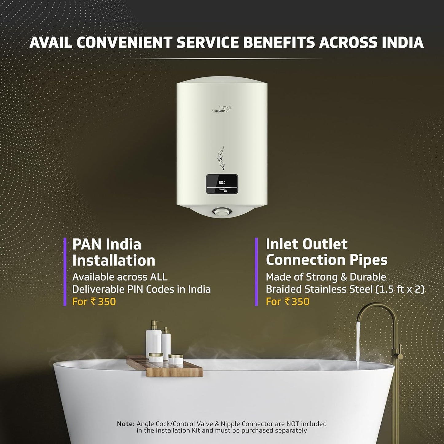 V-Guard Divino DG Geyser 15 Litre Water Heater with Digital Display | Suitable for Hard Water | Energy Efficient 5 Star Rating | Advanced 4 layered Safety | 5 Year Inner Tank Warranty by V-Guard