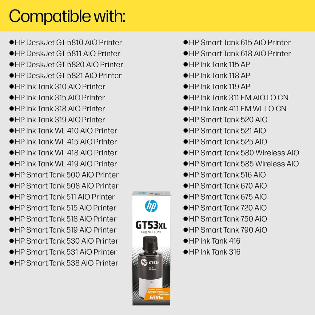 HP GT53XL 135-ML Black Original Ink Bottle