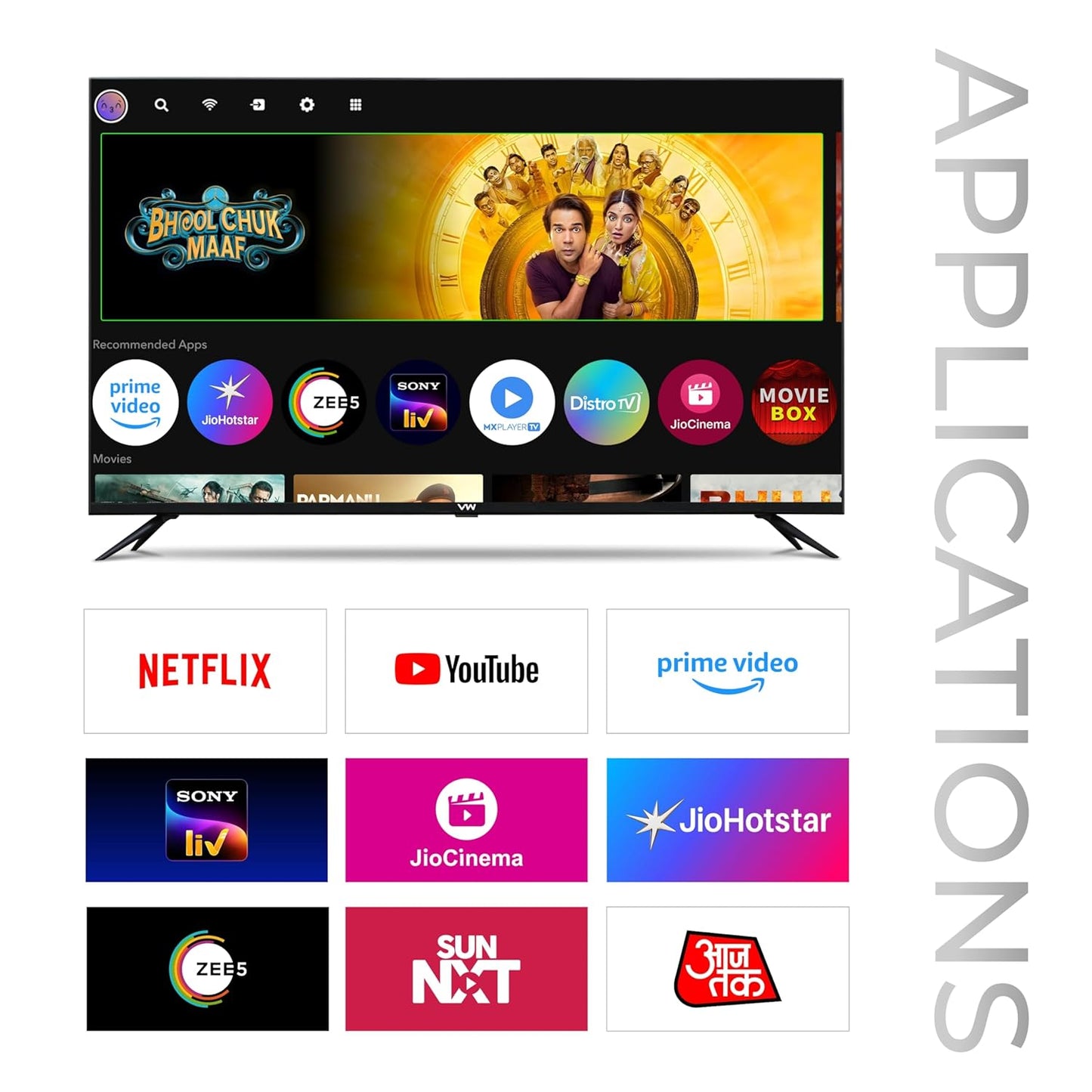 VW ( Visio World 80 cm (32 inches) OptimaX Series HD Ready Smart QLED Android TV VW32AQ1 (Black)